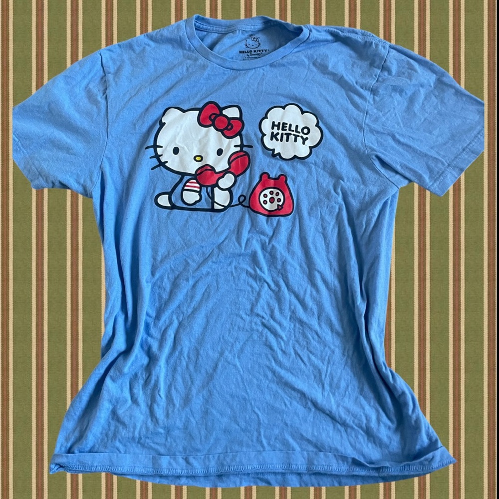 Light blue hello kitty Sanrio licensed telephone women’s tee size medium